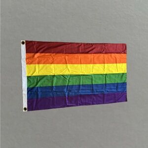 Fabric Gay LGBTQ Rainbow Pride Flag with Double Grommets. 35in x 60in.